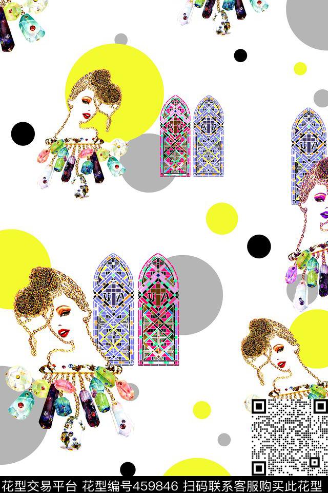 大牌珠宝珠宝美女人物数码印花华亿平台下载（图片编号: 459846） - 瓦栏（Walan）