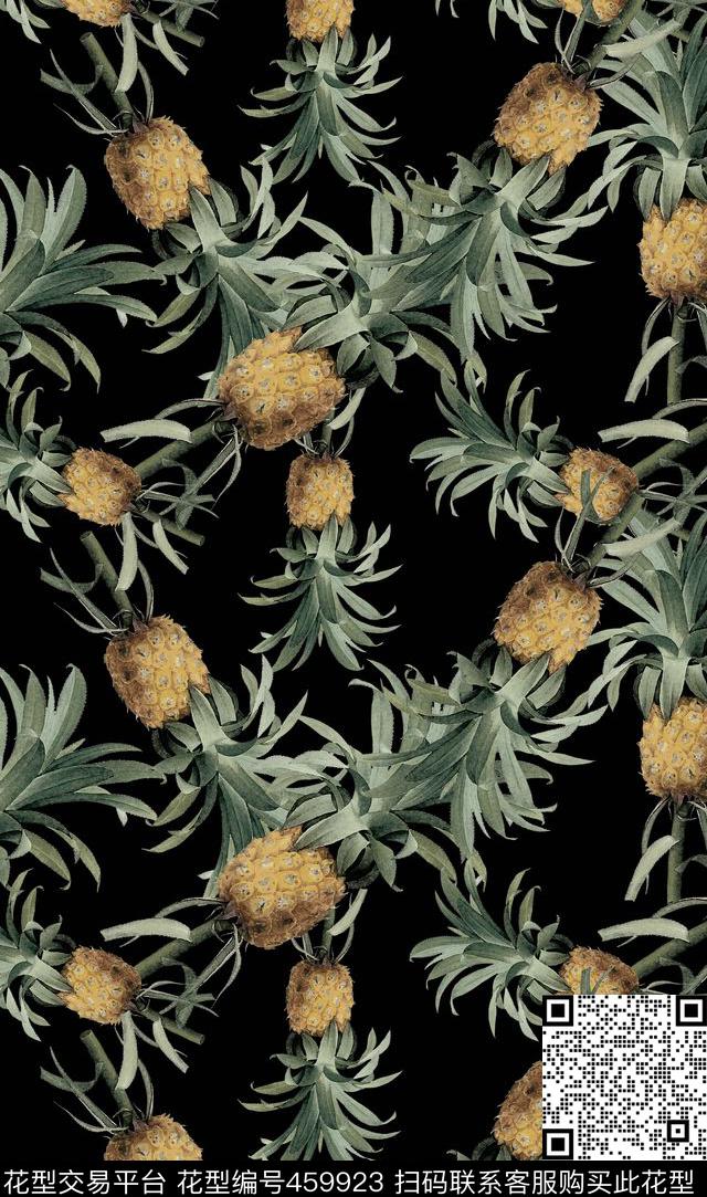菠萝潮流时尚凤梨数码印花华亿平台下载（图片编号: 459923） - 瓦栏（Walan）