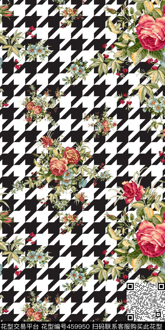布匹印花格子花卉数码印花华亿平台下载（图片编号: 459950） - 瓦栏（Walan）