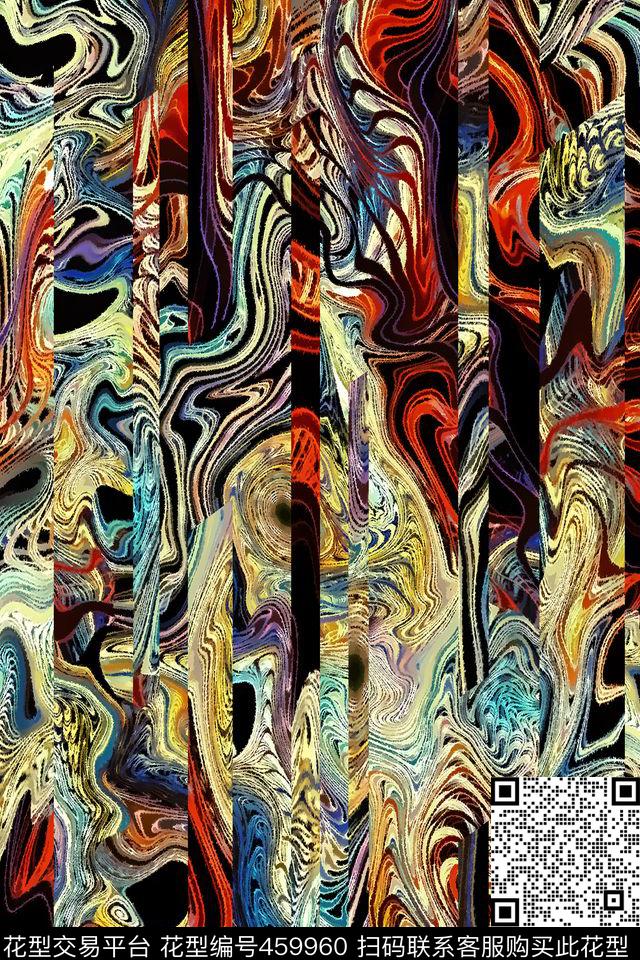 抽象肌理民族风数码印花华亿平台下载（图片编号: 459960） - 瓦栏（Walan）