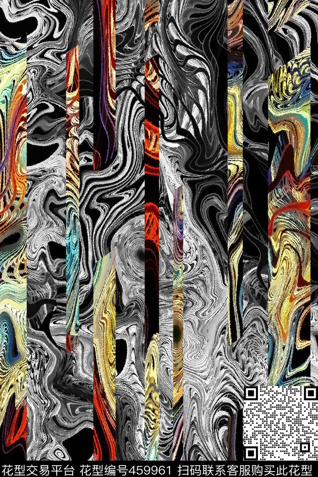 民族风抽象意境数码印花华亿平台下载（图片编号: 459961） - 瓦栏（Walan）