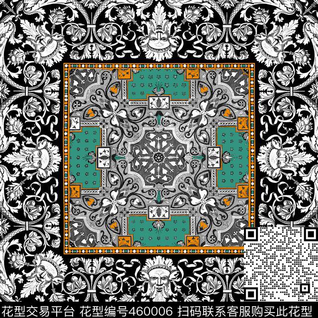 欧式宫廷风巴洛克方巾传统印花华亿平台下载（图片编号: 460006） - 瓦栏（Walan）