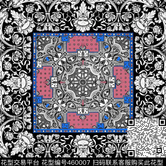 欧式宫廷风巴洛克方巾传统印花华亿平台下载（图片编号: 460007） - 瓦栏（Walan）