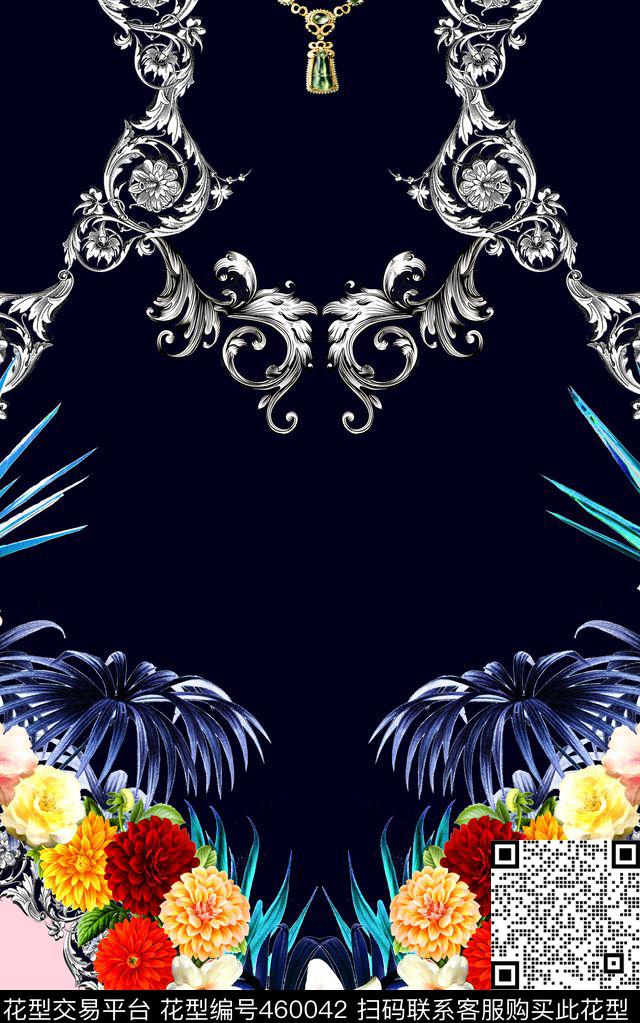 时尚大牌卷草数码印花华亿平台下载（图片编号: 460042） - 瓦栏（Walan）