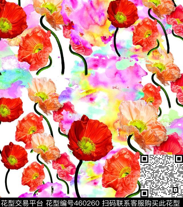 现代抽象鲜花数码印花华亿平台下载（图片编号: 460260） - 瓦栏（Walan）