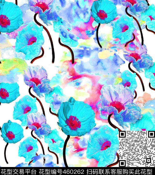 现代抽象鲜花数码印花华亿平台下载（图片编号: 460262） - 瓦栏（Walan）