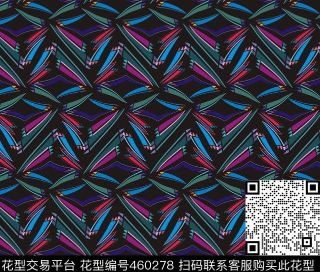 三维三角几何传统印花华亿平台下载（图片编号: 460278） - 瓦栏（Walan）