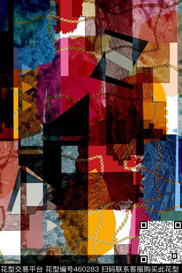 大牌几何肌理数码印花华亿平台下载（图片编号: 460283） - 瓦栏（Walan）