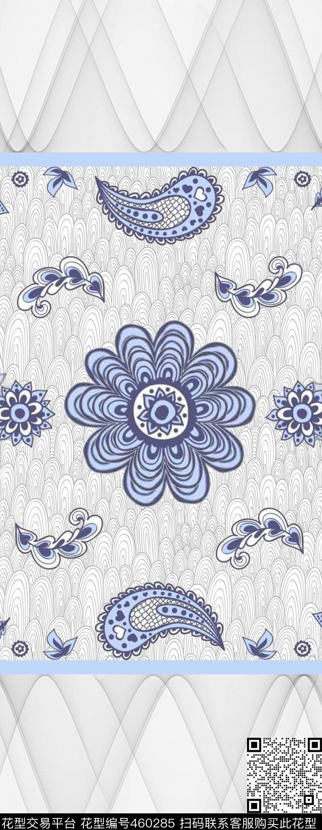 素雅自然欧式经典花纹抽象纹理丝巾沙发布家纺传统印花华亿平台下载（图片编号: 460285） - 瓦栏（Walan）