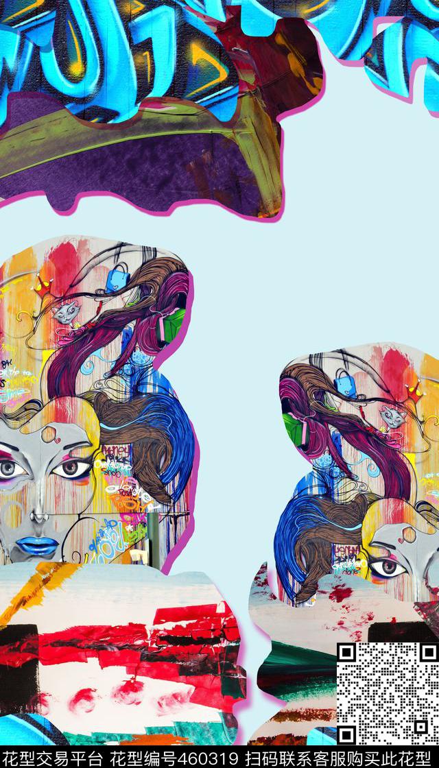 潮流潮流华亿平台复古数码印花华亿平台下载（图片编号: 460319） - 瓦栏（Walan）