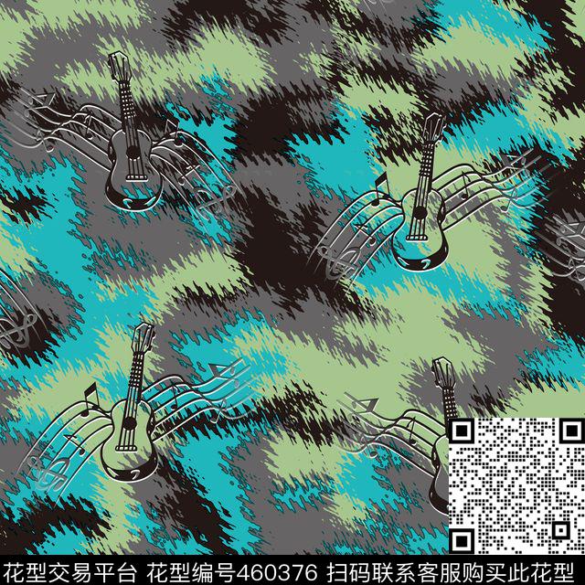 抽象创意迷彩吉他传统印花华亿平台下载（图片编号: 460376） - 瓦栏（Walan）