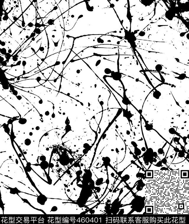 黑白喷墨喷溅传统印花华亿平台下载（图片编号: 460401） - 瓦栏（Walan）