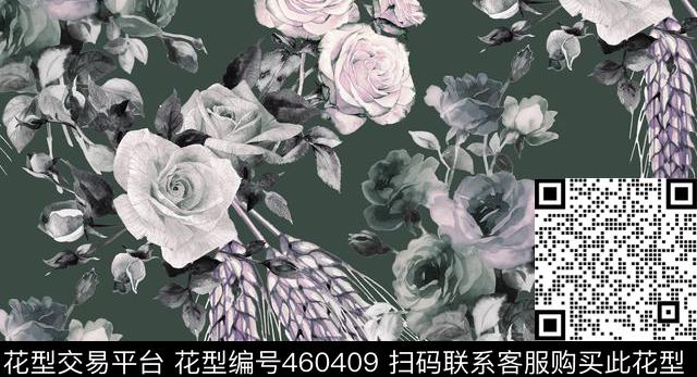 复古怀旧手绘花卉沙发布印花数码印花华亿平台下载（图片编号: 460409） - 瓦栏（Walan）