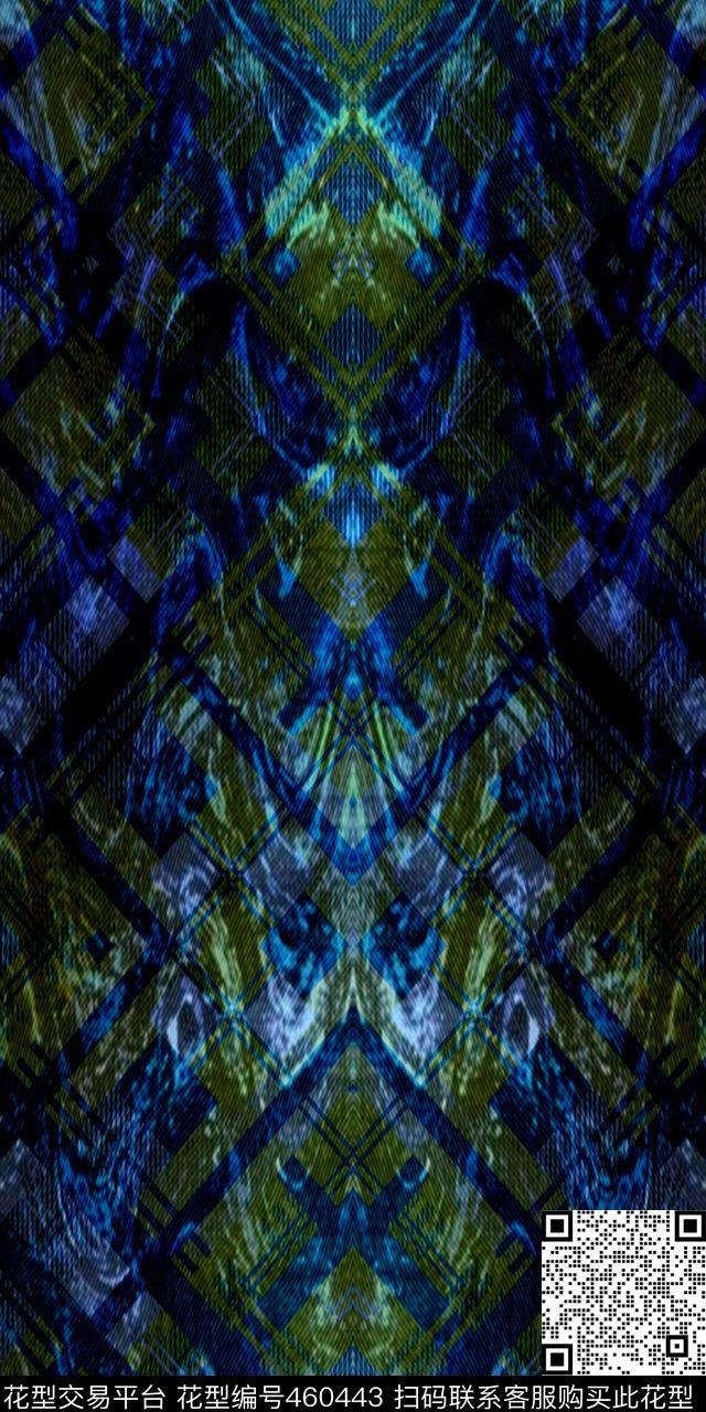 欧式几何条纹数码印花华亿平台下载（图片编号: 460443） - 瓦栏（Walan）