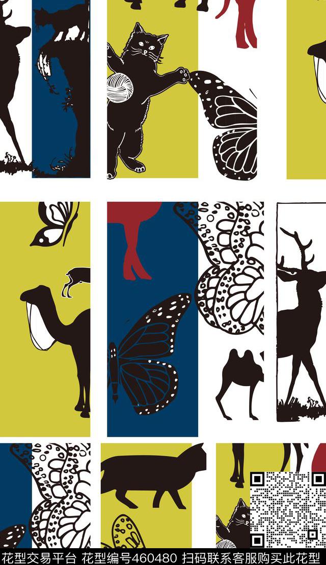 潮牌几何动物传统印花华亿平台下载（图片编号: 460480） - 瓦栏（Walan）