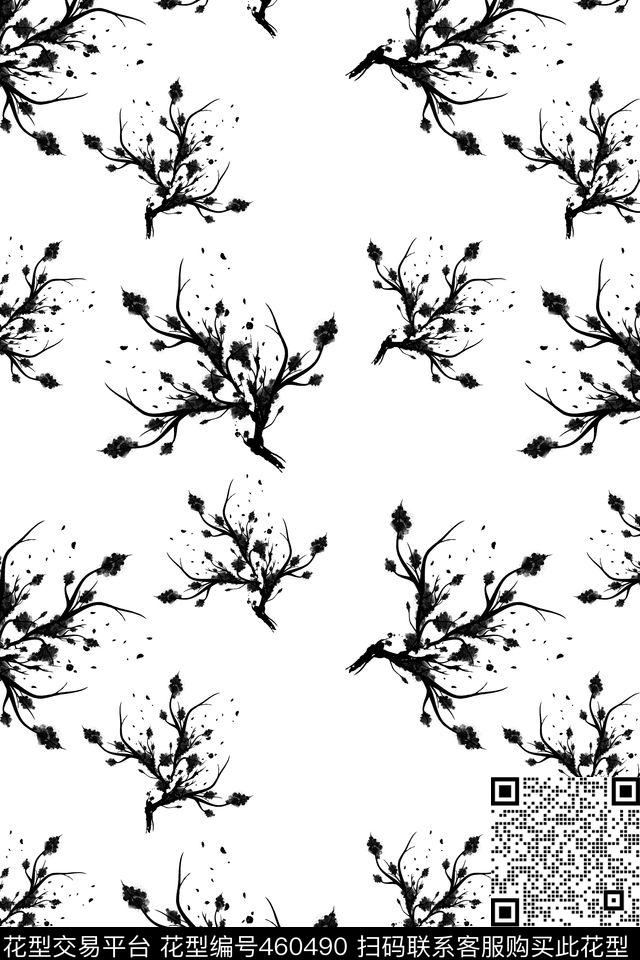 干枯树木干枯树木风格传统印花华亿平台下载（图片编号: 460490） - 瓦栏（Walan）