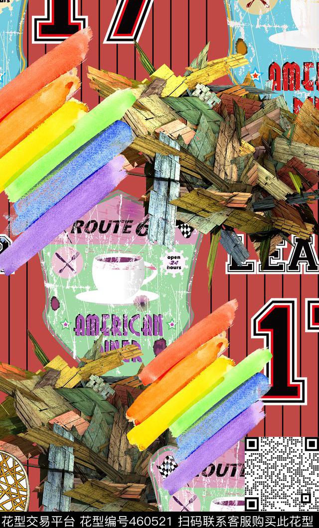 趣味搞笑各种时尚彩虹笔触数码印花华亿平台下载（图片编号: 460521） - 瓦栏（Walan）