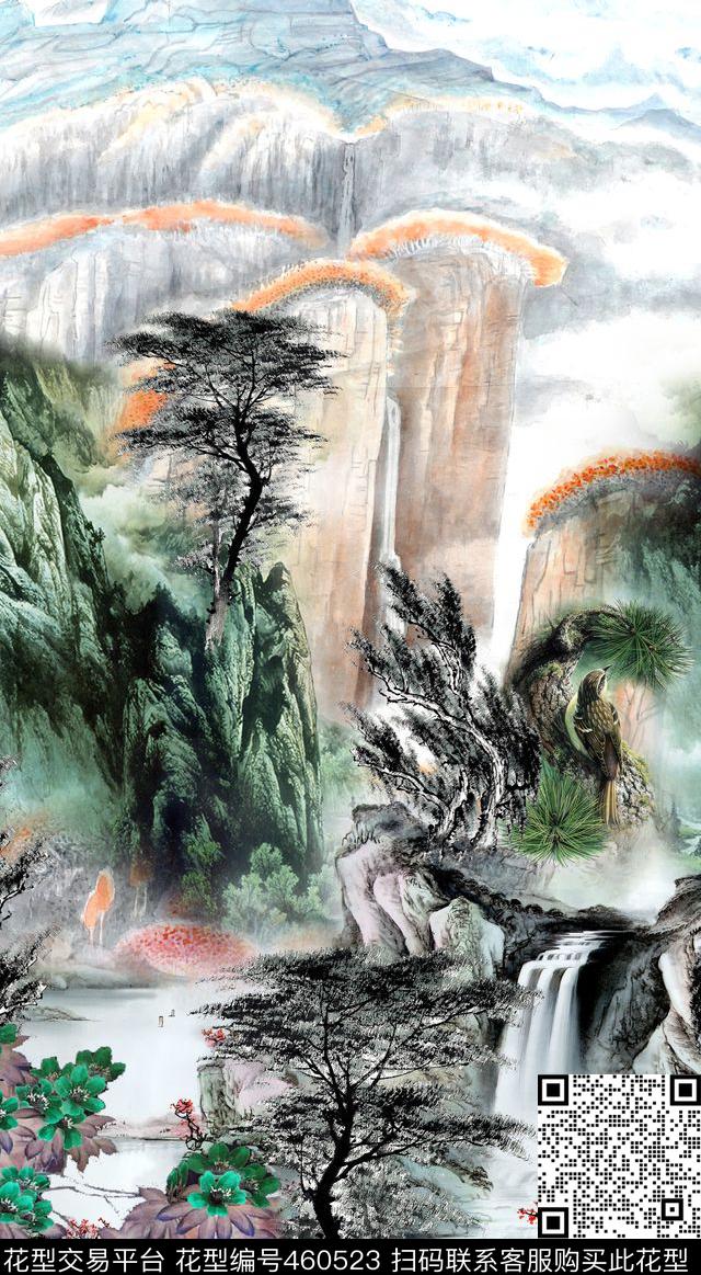 中国风山水云传统印花华亿平台下载（图片编号: 460523） - 瓦栏（Walan）