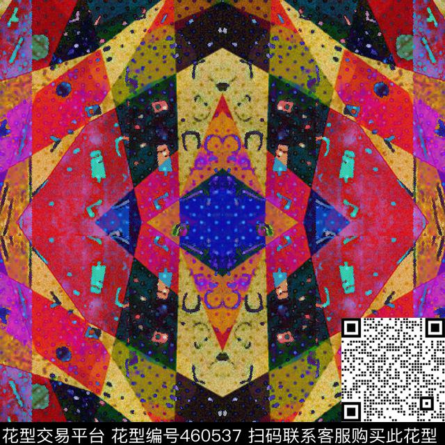 现代几何色块数码印花华亿平台下载（图片编号: 460537） - 瓦栏（Walan）