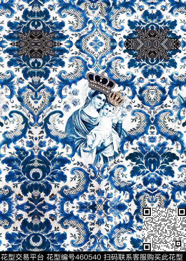 欧式宫廷珠宝皇冠数码印花华亿平台下载（图片编号: 460540） - 瓦栏（Walan）