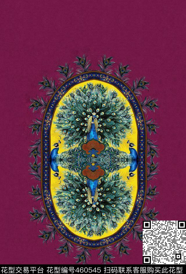 中国风孔雀DG欧式宫廷数码印花华亿平台下载（图片编号: 460545） - 瓦栏（Walan）