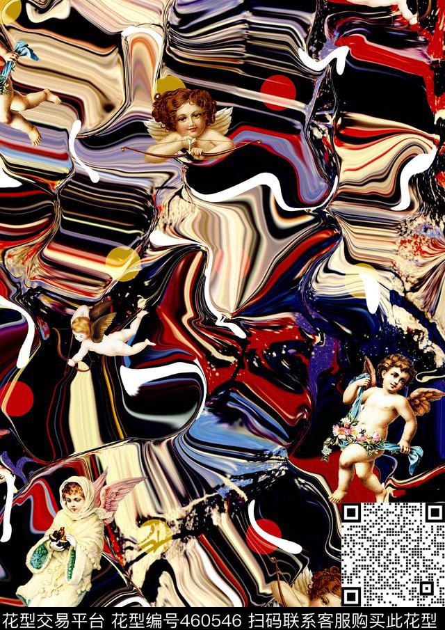 复古丘比特小天使数码印花华亿平台下载（图片编号: 460546） - 瓦栏（Walan）