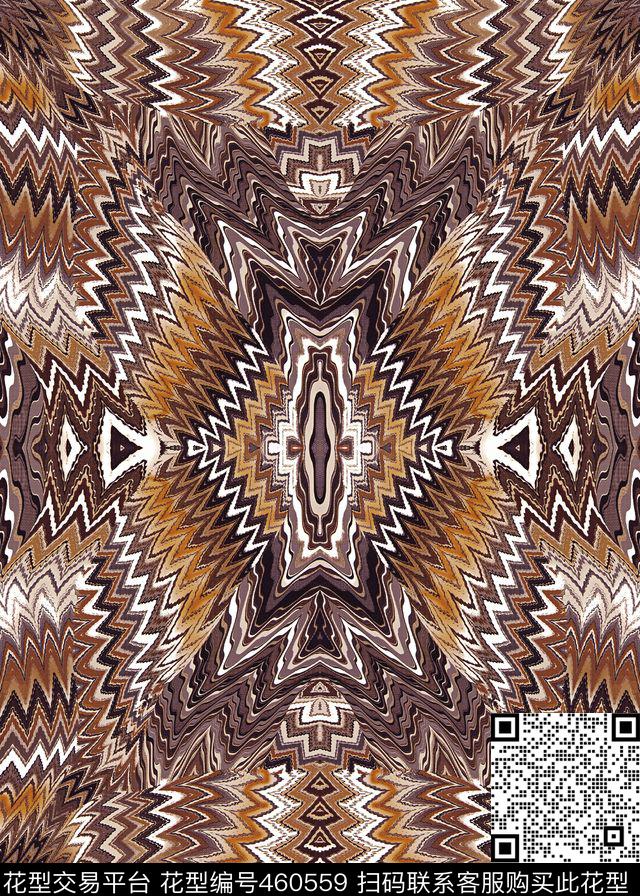 民族风抽象水波纹几何传统印花华亿平台下载（图片编号: 460559） - 瓦栏（Walan）