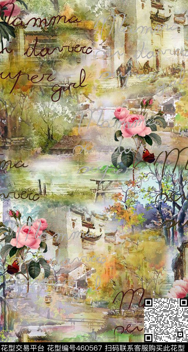 风景建筑油画数码印花华亿平台下载（图片编号: 460567） - 瓦栏（Walan）