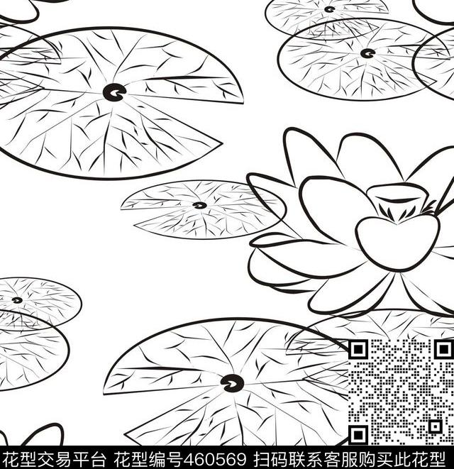 矢量花卉线条传统印花华亿平台下载（图片编号: 460569） - 瓦栏（Walan）