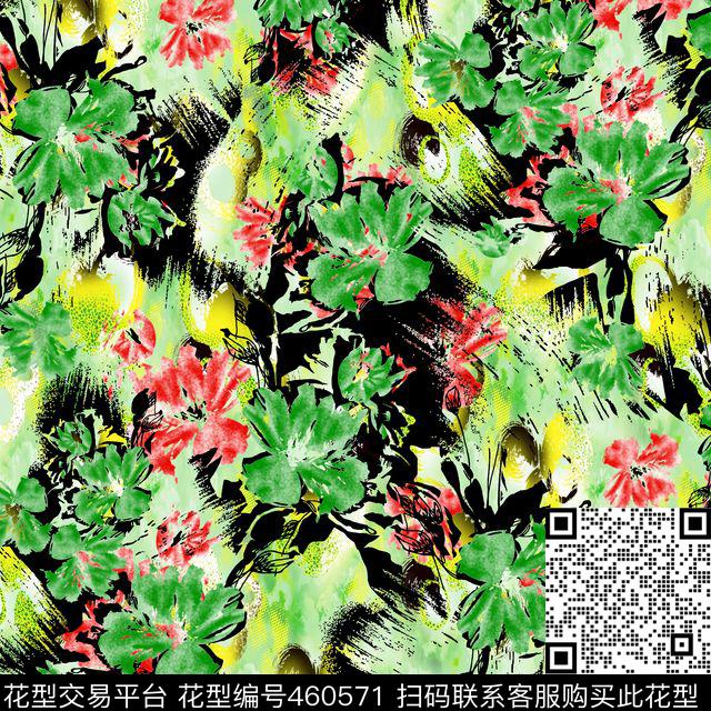 幻彩花卉水彩花卉抽象花朵数码印花华亿平台下载（图片编号: 460571） - 瓦栏（Walan）