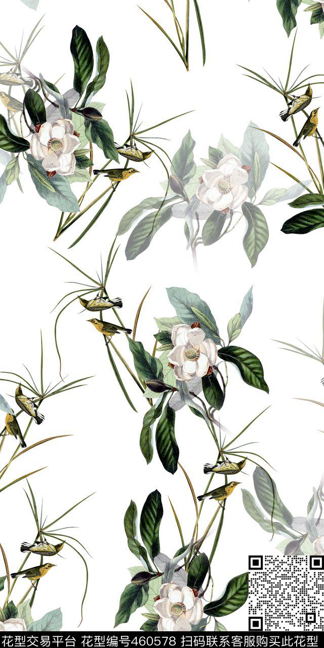 时尚大气中国风花鸟数码印花华亿平台下载（图片编号: 460578） - 瓦栏（Walan）