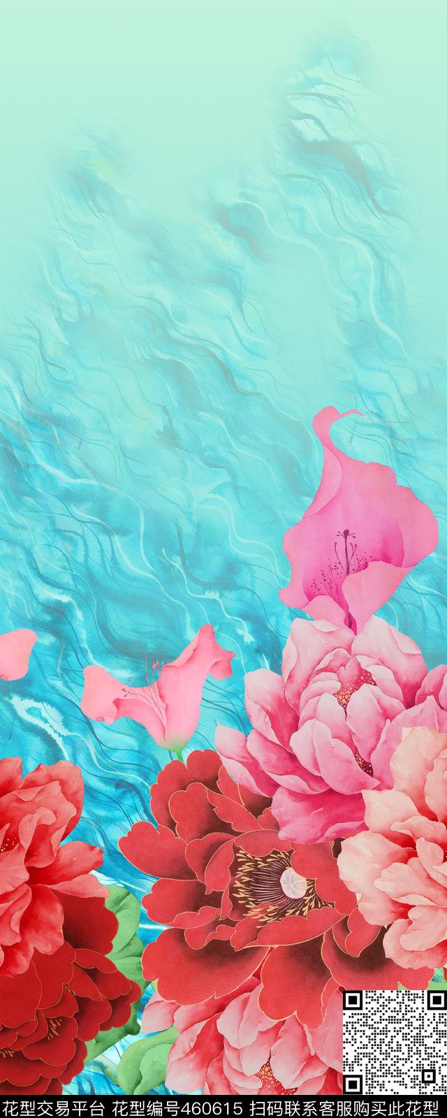 定位大花海浪机理数码印花华亿平台下载（图片编号: 460615） - 瓦栏（Walan）