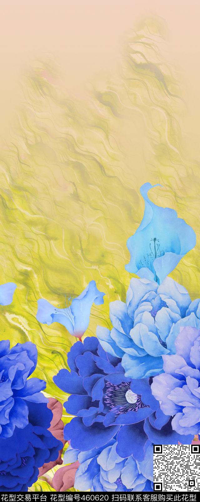 定位大花海浪机理数码印花华亿平台下载（图片编号: 460620） - 瓦栏（Walan）