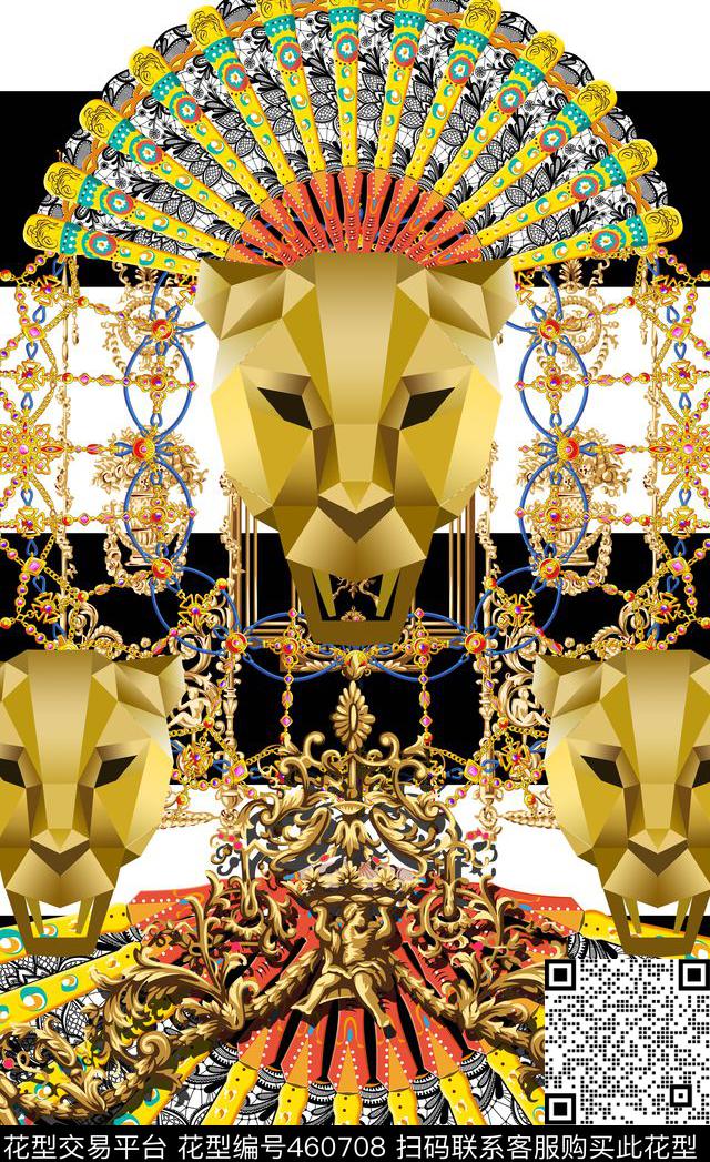 豹子几何欧式宫廷数码印花华亿平台下载（图片编号: 460708） - 瓦栏（Walan）