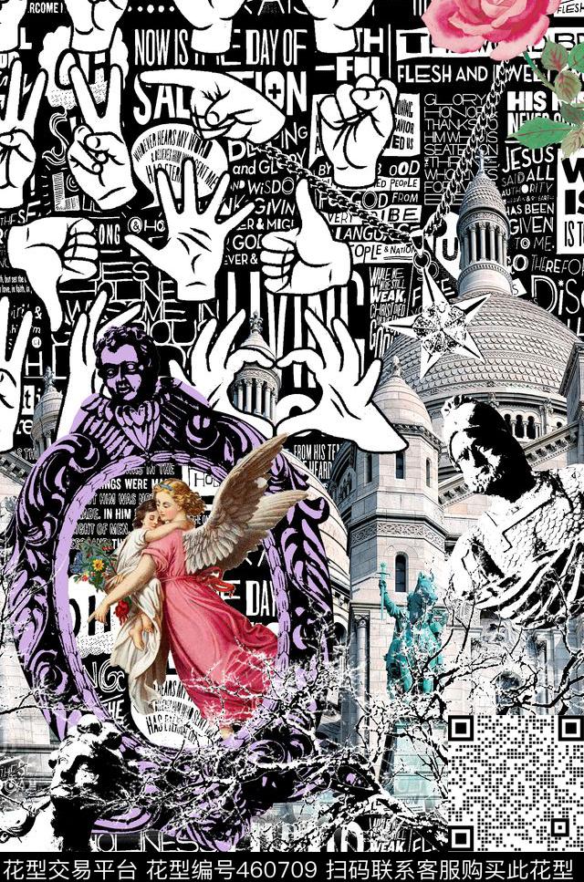 雕塑复古黑白数码印花华亿平台下载（图片编号: 460709） - 瓦栏（Walan）