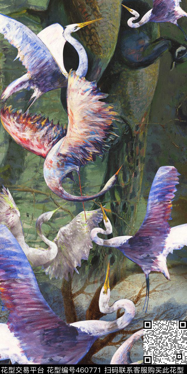 创意油画动物流行时尚数码印花华亿平台下载（图片编号: 460771） - 瓦栏（Walan）