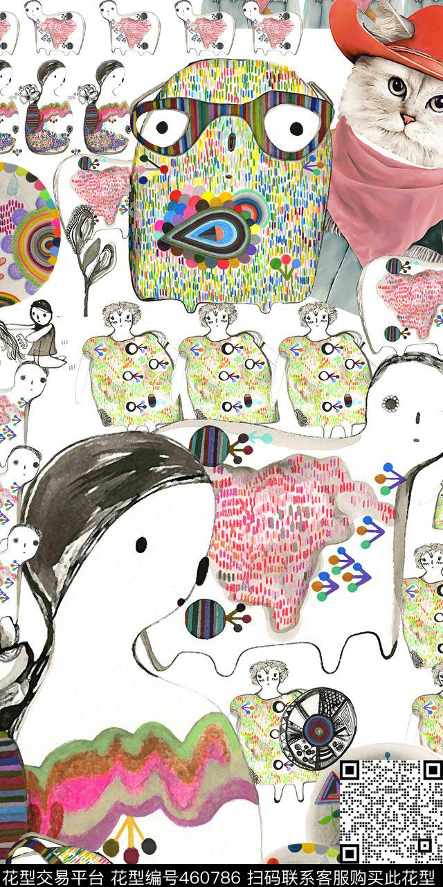 潮流时尚抽象花抽象画丝巾数码印花华亿平台下载（图片编号: 460786） - 瓦栏（Walan）