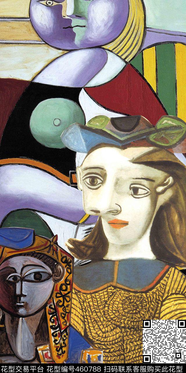 毕加索潮流时尚抽象插画数码印花华亿平台下载（图片编号: 460788） - 瓦栏（Walan）