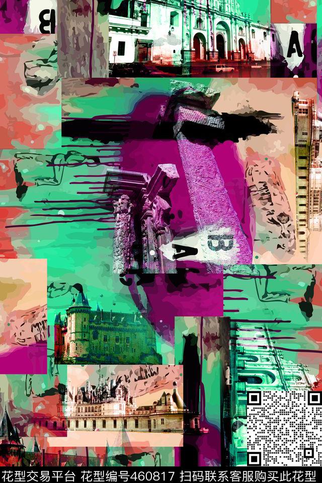 抽象拼图欧式数码印花华亿平台下载（图片编号: 460817） - 瓦栏（Walan）
