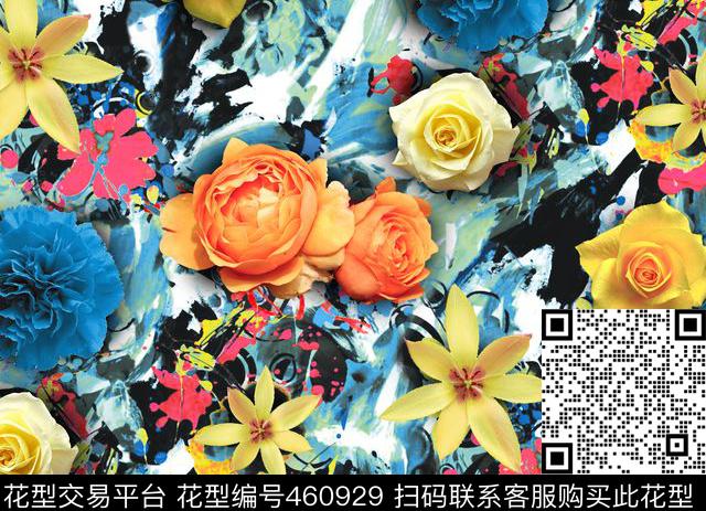 花卉幻彩底纹时尚女装数码印花华亿平台下载（图片编号: 460929） - 瓦栏（Walan）