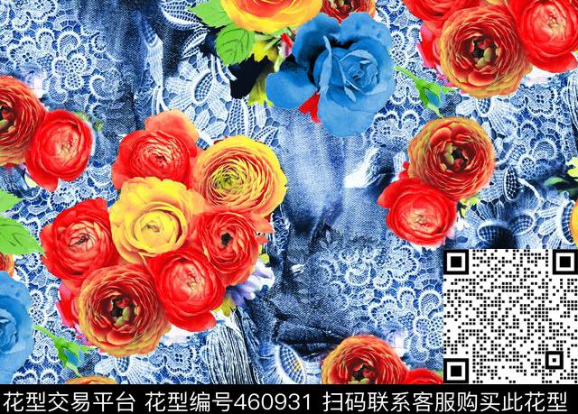花卉蕾丝时尚女装数码印花华亿平台下载（图片编号: 460931） - 瓦栏（Walan）