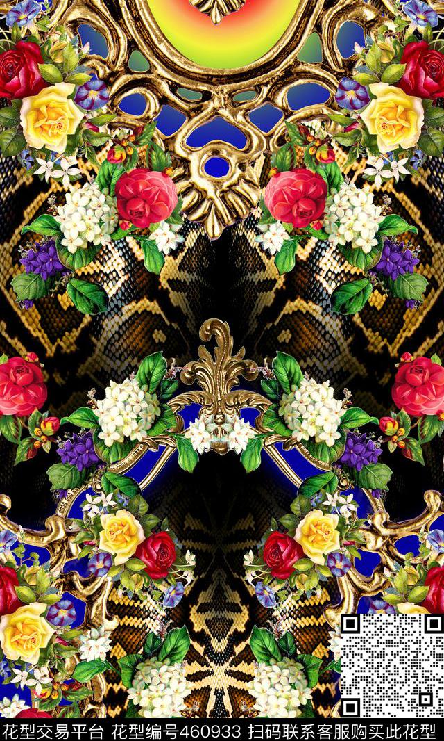 时尚欧式花纹花卉数码印花华亿平台下载（图片编号: 460933） - 瓦栏（Walan）