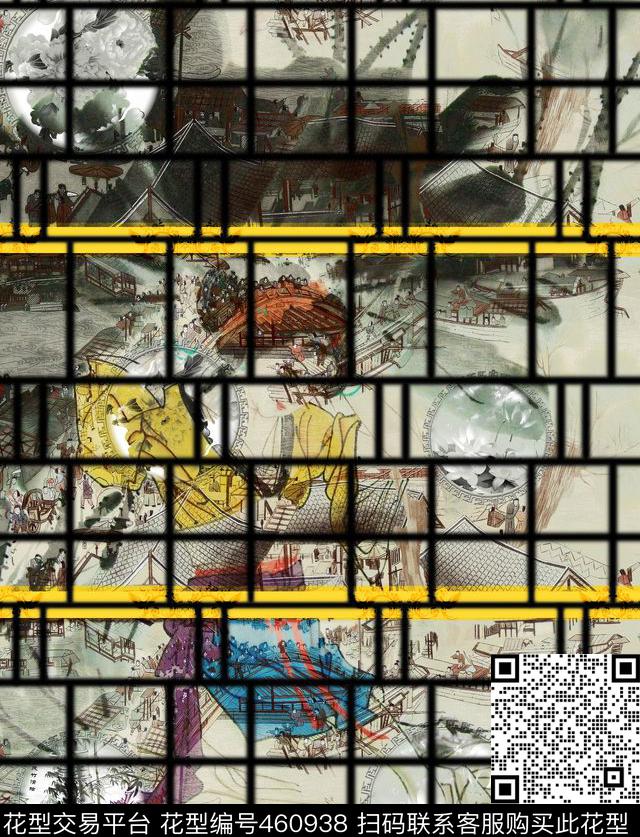 仕女图中国风沁雅复古数码印花华亿平台下载（图片编号: 460938） - 瓦栏（Walan）