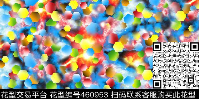 菱形格纹纹星空底纹时尚女装数码印花华亿平台下载（图片编号: 460953） - 瓦栏（Walan）