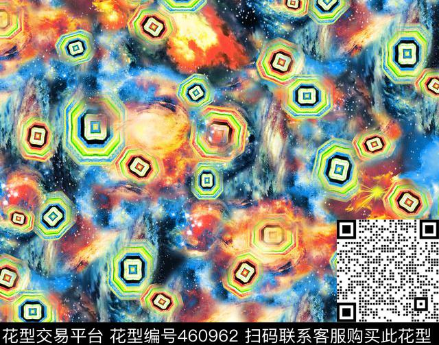 菱形格星空底纹时尚女装数码印花华亿平台下载（图片编号: 460962） - 瓦栏（Walan）