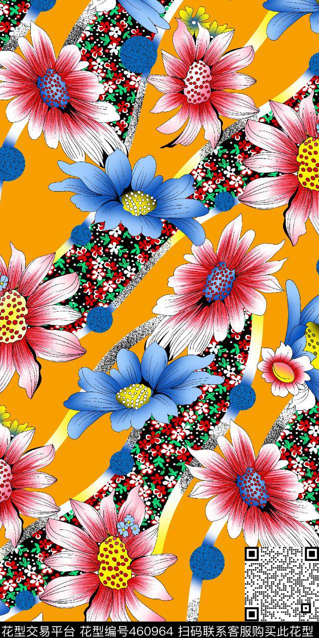花卉几何小花底纹传统印花华亿平台下载（图片编号: 460964） - 瓦栏（Walan）