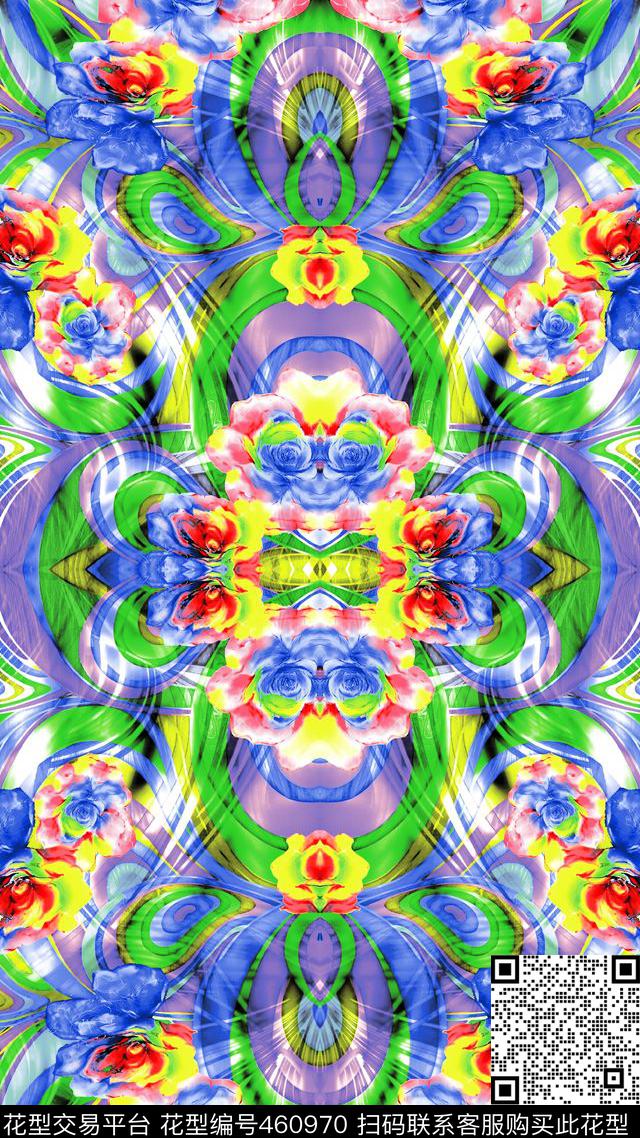 宫廷风花卉幻彩底纹数码印花华亿平台下载（图片编号: 460970） - 瓦栏（Walan）