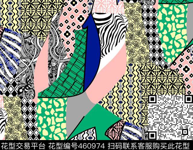 时尚格子流行抽象蕾丝传统印花华亿平台下载（图片编号: 460974） - 瓦栏（Walan）