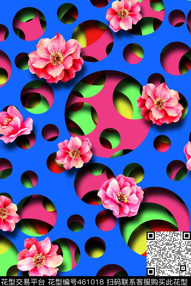 3D几何圆点数码印花华亿平台下载（图片编号: 461018） - 瓦栏（Walan）