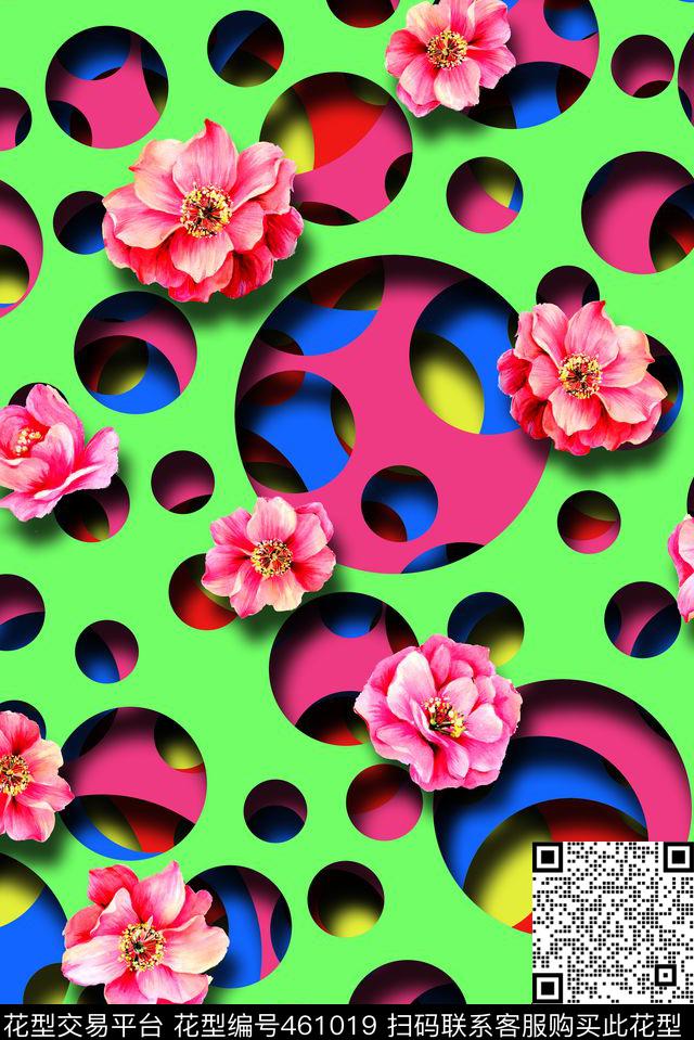 3D几何圆点数码印花华亿平台下载（图片编号: 461019） - 瓦栏（Walan）